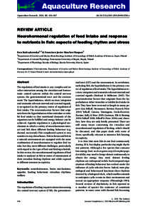 Aquaculture Research, 2010, 41, 654^667  doi:j02350.x REVIEW ARTICLE Neurohormonal regulation of feed intake and response