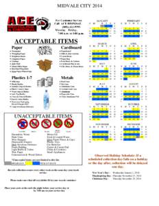 MIDVALE CITY[removed]ACCEPTABLE ITEMS Cardboard ● Paperboard ● Milk & Juice Cartons