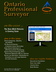 ONTARIO PROFESSIONAL SURVEYOR VOLUME 54, No. 3 Summer 2011