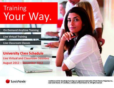 Training  Your Way. On Demand Anytime Training Live Virtual Training Live Classroom Classes