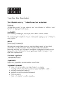 Keats House volunteer role description 2015_housekeeping