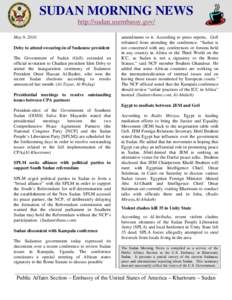 SUDAN MORNING NEWS  vember 18, 2008 http://sudan.usembassy.gov/ May 9, 2010