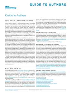 GUIDE TO AUTHORS Guide to Authors AIMS AND SCOPE OF THE JOURNAL Nature Chemical Biology is an international monthly journal that provides a high-visibility forum for the publication of top-tier original research and 