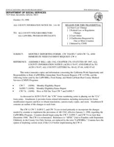 STATE OF CALIFORNIA—HEALTH AND WELFARE AGENCY  PETE WILSON, Governor DEPARTMENT OF SOCIAL SERVICES 744 P Street, Sacramento, California 95814