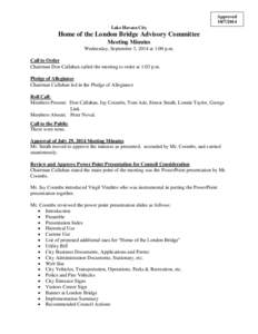 Approved[removed]Lake Havasu City Home of the London Bridge Advisory Committee Meeting Minutes