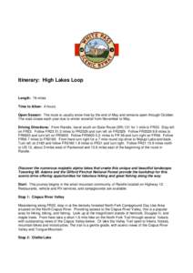 High Lakes Itinerary for PDF
