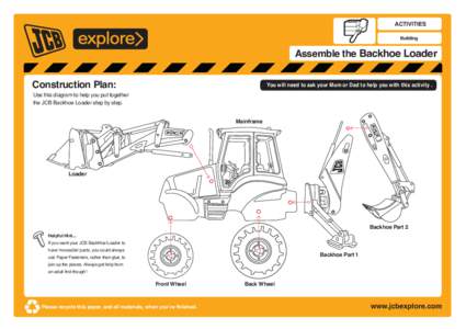 ACTIVITIES Building Assemble the Backhoe Loader Construction Plan: