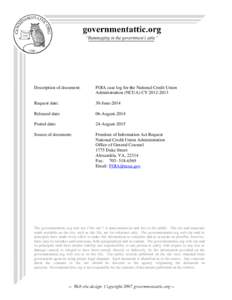 FOIA case log for the National Credit Union Administration (NCUA) CY