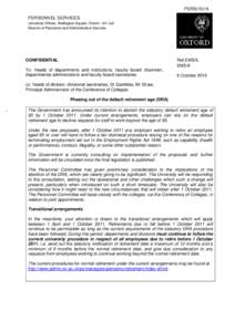 Mandatory retirement / Retirement / Employment Equality (Age) Regulations / Pension / Unfair dismissal in the United Kingdom / Employment / Economics / Finance / United Kingdom labour law / Aging / Ageism