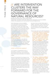 think piece  // ARE INTERVENTION CLUSTERS THE WAY FORWARD FOR THE GOVERNANCE OF