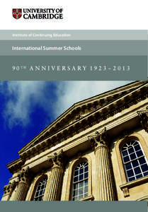 Institute of Continuing Education  International Summer Schools International Summer Schools