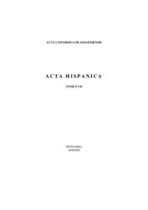 ACTA UNIVERSITATIS SZEGEDIENSIS  ACTA HISPANICA