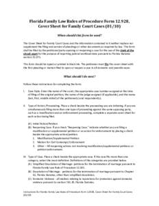 Florida Family Law Rules of Procedure Form[removed], Cover Sheet for Family Court Cases[removed])