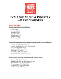 Microsoft Word - List of Music Nominees by Category Final Dec 2 09.doc