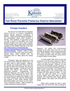 lume 1, Issue 2  Kansas Departm Fall River/Toronto Fisheries District Newsletter ent of Wildlife & Parks Fisheries Division