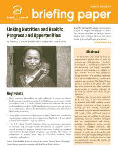 Number 14, February[removed]briefing paper Linking Nutrition and Health: Progress and Opportunities by Rebecca J. Vander Meulen, M.P.H. and Noreen Mucha, M.P.A.