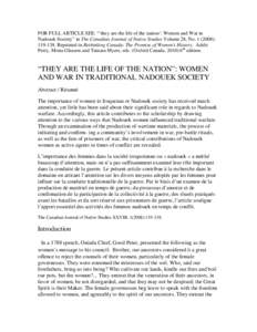 Microsoft Word - Labelle_WOMEN AND WAR 1.doc