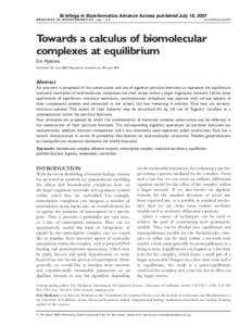 Briefings in Bioinformatics Advance Access published July 18, 2007  B RIEFINGS IN BIOINF ORMATICS . page 1 of 8 doi:bib/bbm034