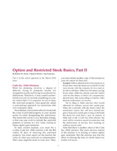 Option and Restricted Stock Basics, Part II[removed]