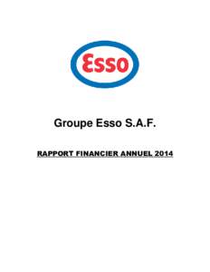 Groupe Esso S.A.F. RAPPORT FINANCIER ANNUEL 2014 SOMMAIRE  A- RAPPORT DE GESTION 2014