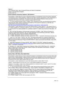 TABLE 4-2  List of Evaluation Criteria Used to Evaluate the Nature and Extent of Contamination Gowanus Canal Remedial Investigation Brooklyn, New York Surface Sediment, Subsurface Sediment, CSO Sediment