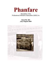 Phanfare Newsletter of the Professional Historians Association (NSW) Inc Issue No. 207 July–August 2004