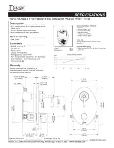 SPECIFICATIONS TWO HANDLE THERMOSTATIC SHOWER VALVE WITH TRIM Description Available Colors & Finish  • 1/2