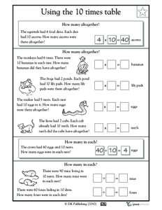 ✩  Using the 10 times table How many altogether? The squirrels had 4 food dens. Each den had 10 acorns. How many acorns were