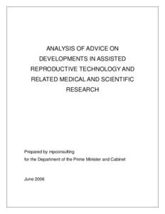 Analysis of Advice on Developments in Assisted Reproductive Technology (ART) and Related Medical and Scientific Research