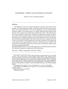 Anti-Malthus: Conict and the Evolution of SocietiesI 1 2  David K. Levine , Salvatore Modica