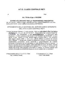 A.T.O.3 LAZIOCENTRALERIETI Rieti Art. 79 bis d.lgsnPREVENTIVA PERLA TRASPARENZA