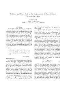 Solitons and Their Role in the Degradation of Doped Silicon Germanium Alloys ∗ Neil Gunther