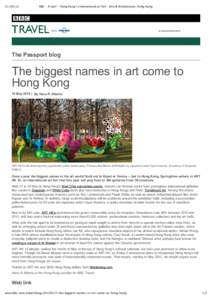 BBC -‐‑ Travel -‐‑ Hong Kongʼ’s international art fair : Arts & Architecture, Hong Kong IN ASSOCIATION WITH