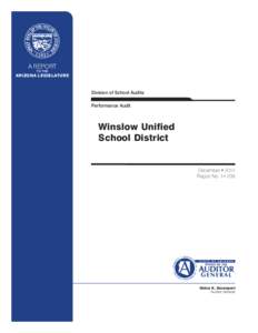 A REPORT TO THE ARIZONA LEGISLATURE  Division of School Audits