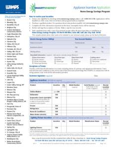 Appliance Incentive Application  Utah Associated Municipal Power Systems Home Energy Savings Program