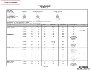 NEW BEDFORD, PERIMETER AIR MONITORING RESULTS FOR JULY[removed], [removed], SDMS#289865