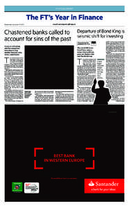 FT SPECIAL REPORT  The FT’s Year in Finance www.ft.com/reports | @ftreports  Wednesday December[removed]