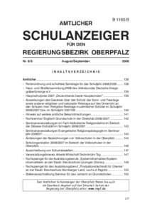 Schulanzeiger für den Regierungsbezirk Oberpfalz Nr.8/9 für August/September 2006