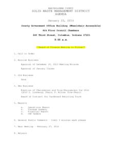 BARTHOLOMEW COUNTY  SOLID WASTE MANAGEMENT DISTRICT AGENDA January 23, 2014 County Government Office Building (Wheelchair Accessible)