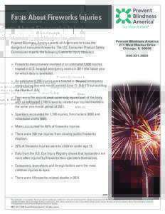 Facts About Fireworks Injuries  Prevent Blindness America wants all Americans to know the dangers of consumer fireworks. The U.S. Consumer Product Safety Commission reports the following fireworks injury statistics: