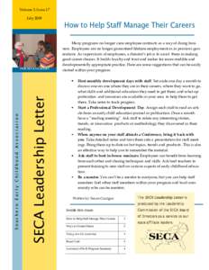 Volume 3, Issue 17 July 2009 SECA Leadership Letter  Southern Early Childhood Association