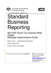 SBR WA Payroll Tax (March 2010 Release) Message Implementation Guide