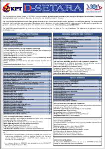 D-SETARA Sistem Penarafan Disiplin Pengajian Discipline-Based Rating System  The Discipline-Based Rating System (D-SETARA) measures quality of teaching and learning at level six of the Malaysian Qualifications Framework