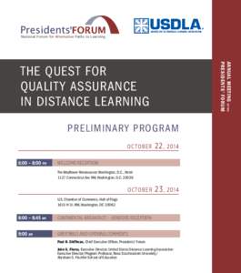 National Forum for Alternative Paths to Learning  ANNUAL MEETING OF THE PRESIDENTS’ FORUM  THE QUEST FOR