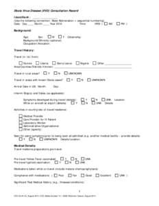 Ebola Virus Disease Consultation Record	 	