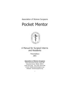 Association of Women Surgeons  Pocket Mentor A Manual for Surgical Interns and Residents