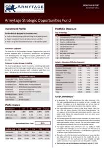 MONTHLY REPORT November 2012 Armytage Strategic Opportunities Fund Investment Profile