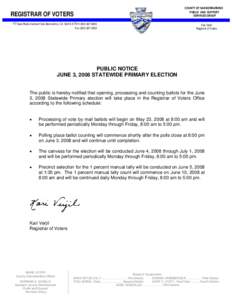 REGISTRAR OF VOTERS 777 East Rialto Avenue • San Bernardino, CA[removed] • ([removed]Fax[removed]COUNTY OF SAN BERNARDINO PUBLIC AND SUPPORT