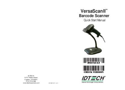 VersaScan II  TM Barcode Scanner Quick Start Manual