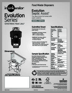 InSinkErator | Evolution Septic Assist® | Specifications | Garbage Disposal